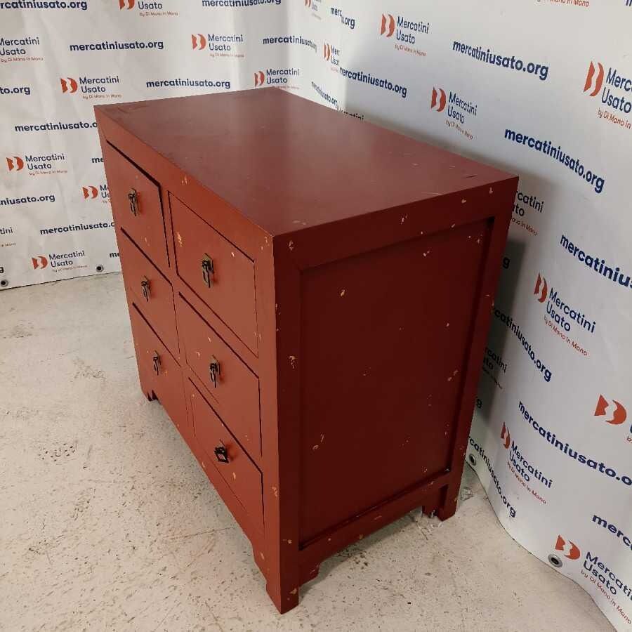 Cassettiera laccata Rossa stile Etnico - immagine 3