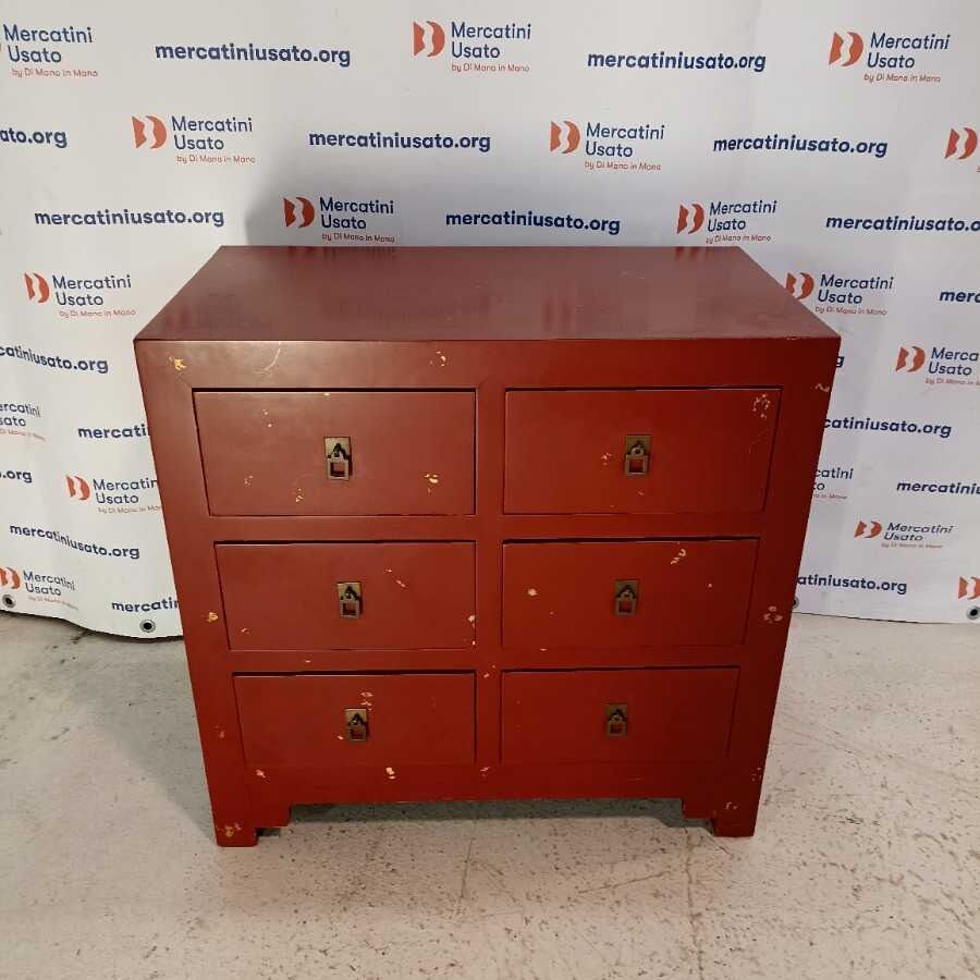 Cassettiera Etnica laccata Rossa - immagine 2