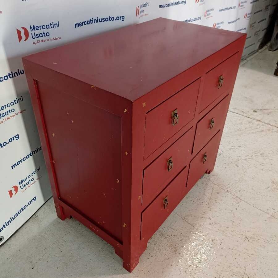 Cassettiera Etnica laccata Rossa - immagine 3