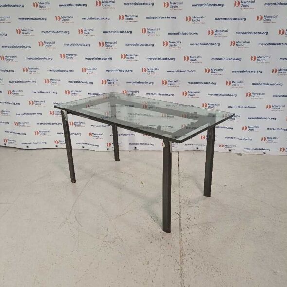 Tavolo in cristallo Design stile Le Corbusier