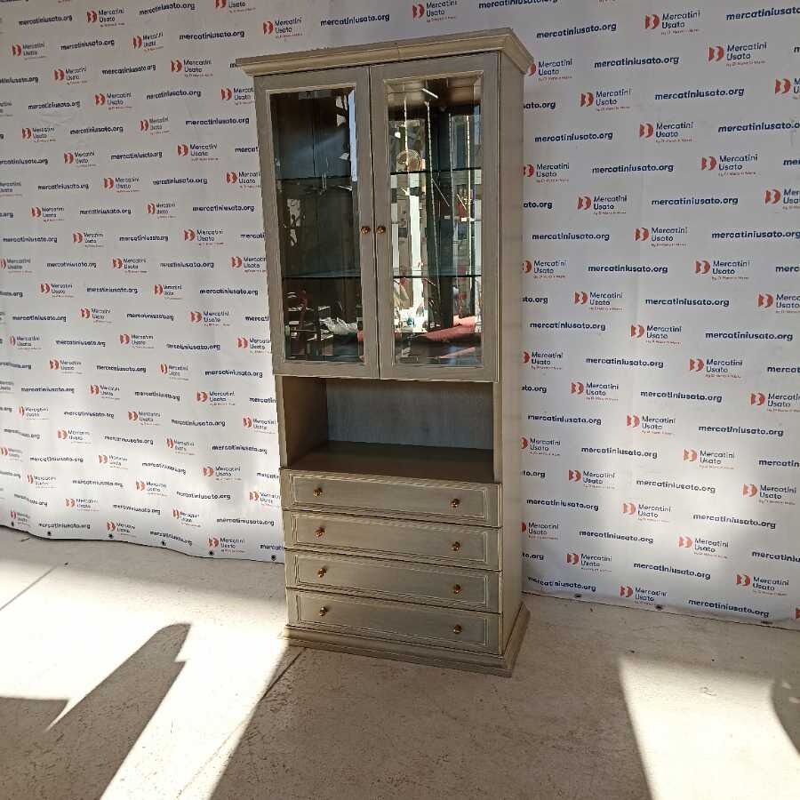 Vetrina con cassetti e ripiani in vetro