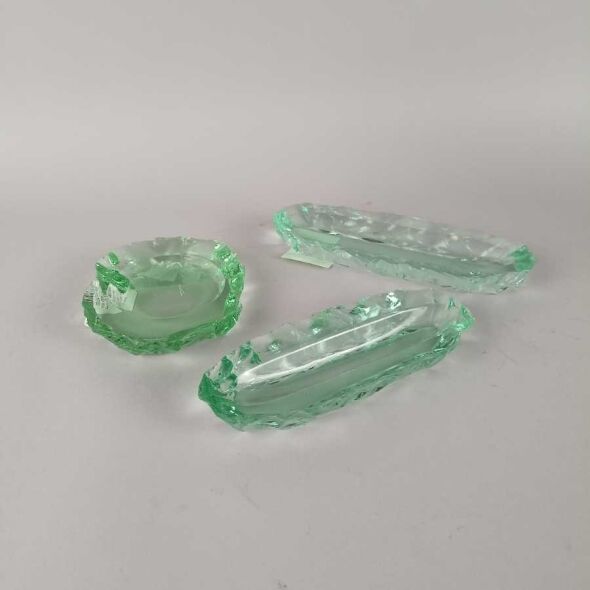 3 Portaoggetti in vetro scalpellato simil Fontana Arte
