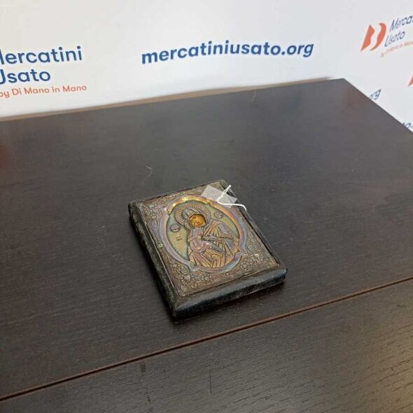 Icona in argento 950 e legno